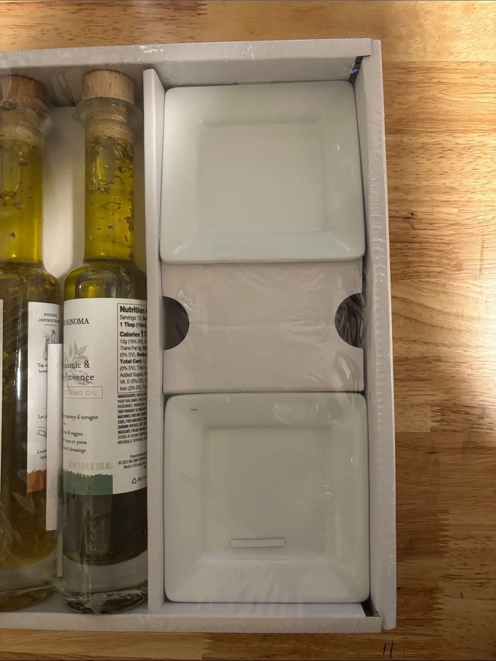 Williams Sonoma Olive Oil Gift Set with White Dishes NEW